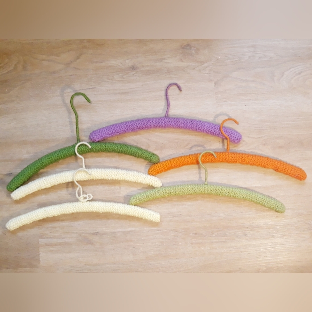 Handmade 6 Crochet Covered Hangers - Yellow, Green, Orange and Purple - Picture 11 of 11